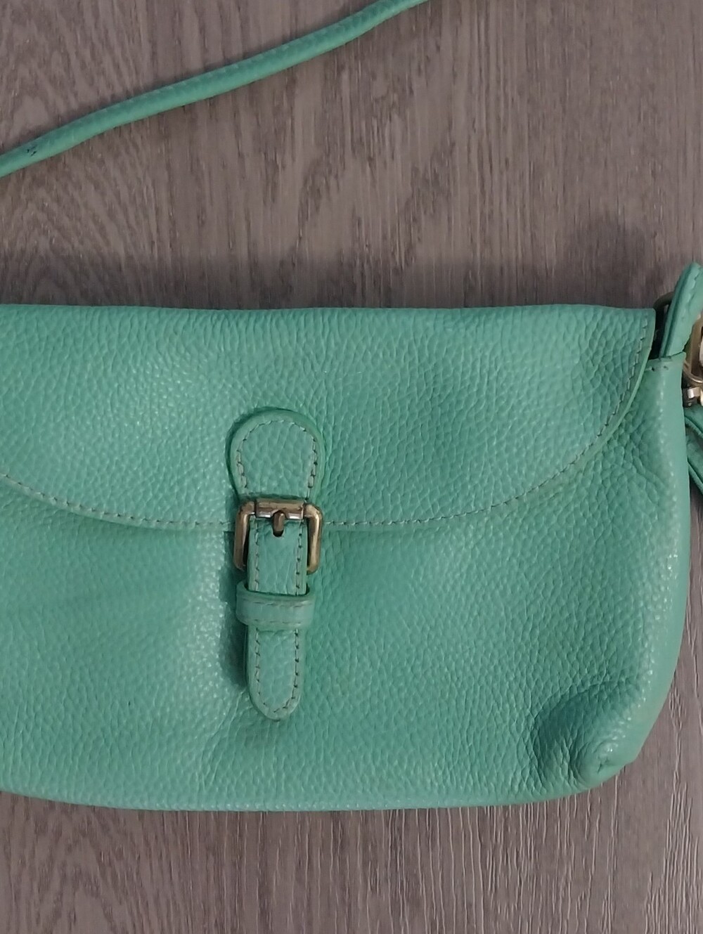 Mint Green Leather Crossbody Clutch - Women Bags